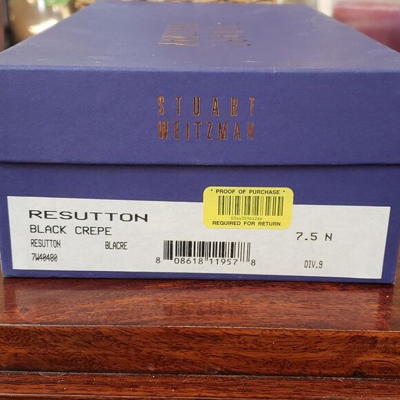 Vintage 90's STUART WEITZMAN Kitten Heels Pointed Squared Toe Black Crepe - Picture 8 of 10